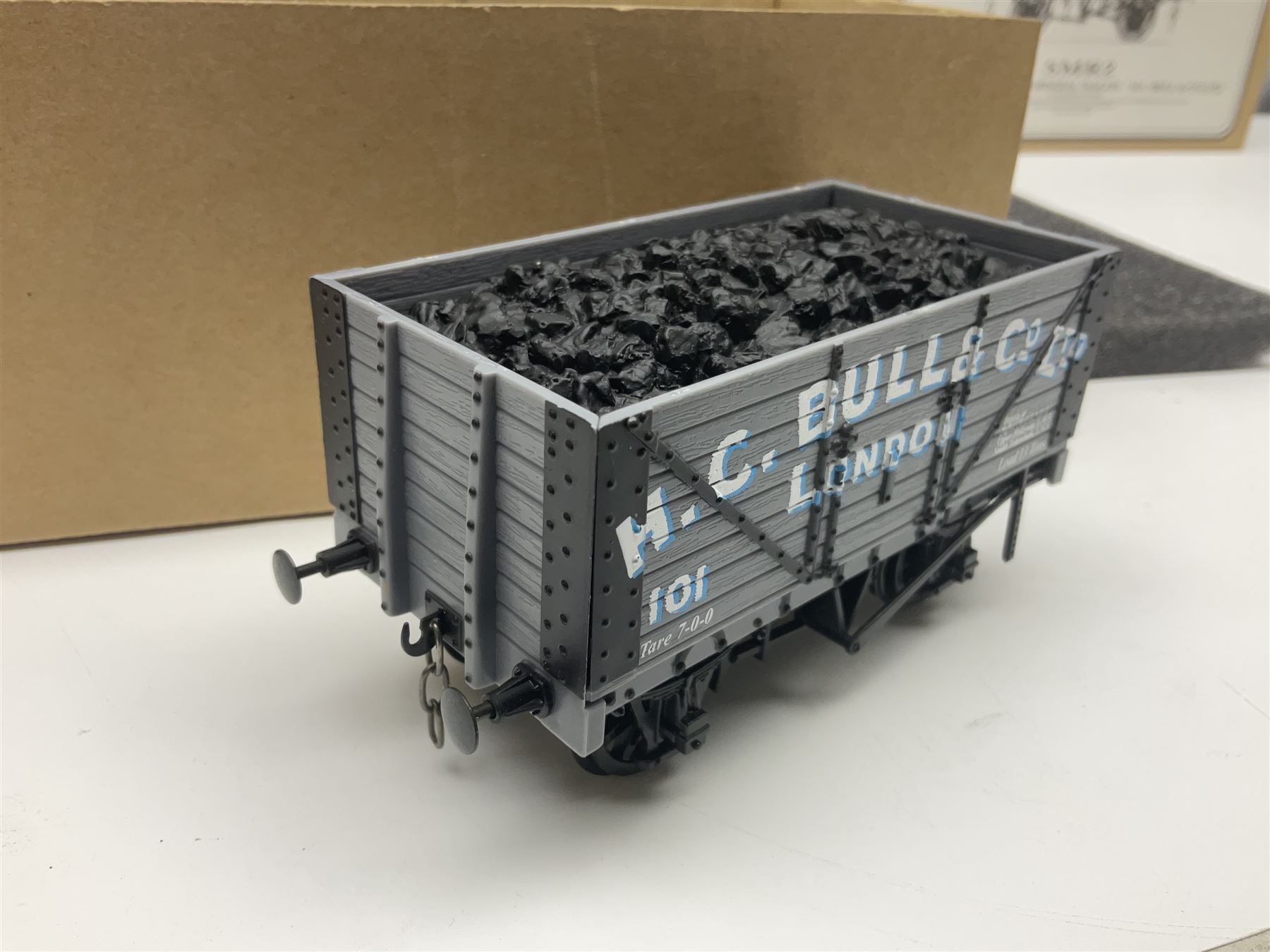 '0' gauge - two Finescale Wagons by Skytrex, SMR2 kit-built and painted for H.C. Bull & Co Ltd; both boxed; and Peco unmade wagon kit in opened packaging (3)