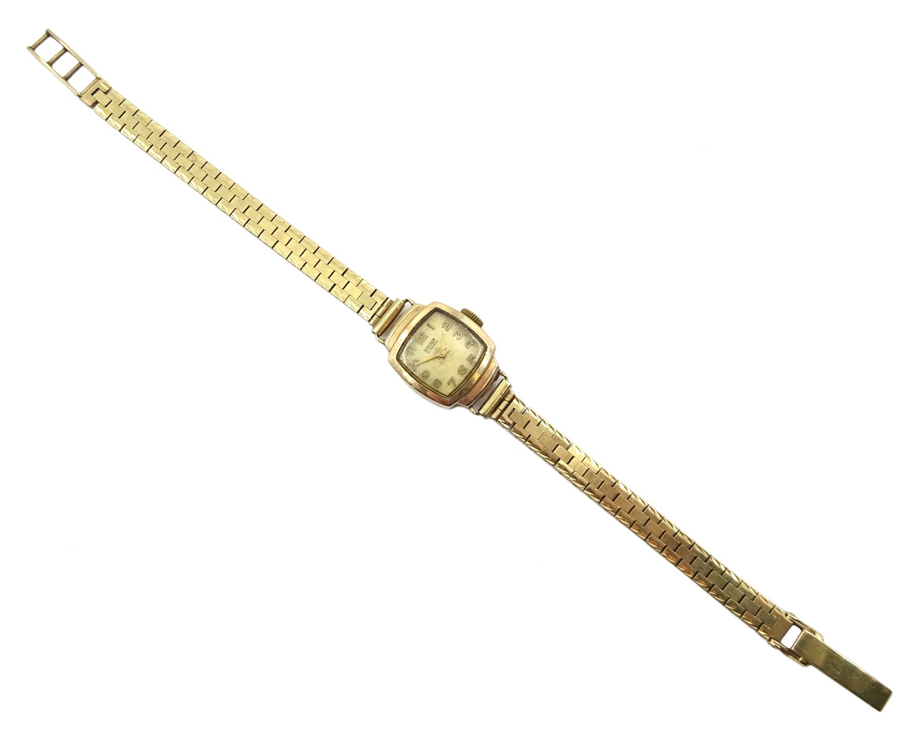 Widdop 9ct gold ladies, manual wind bracelet wristwatch, hallmarked