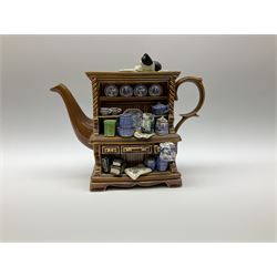 Three Ringtons novelty teapots, comprising The Ringtons Van teapot, the Tea Merchant teapot, and Millenium Celebration teapot. 