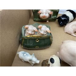 Quantity of pig figures, predominantly ceramic, to include models by Aynsley and Coopercraft etc in one box