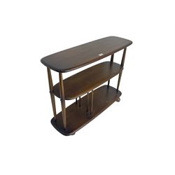 Ercol - elm and beech three tier stand on castors