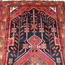 20th century Persian blue ground rug, geometric pattern, 280cm x 150cm
