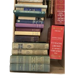 Large collection books, to include Dickens novels, Punch Humour, British Encyclopaedia volumes and six volumes of Crowned Masterpieces of Eloquence, etc, in four boxes 