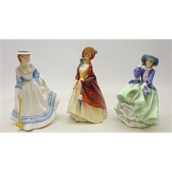  Three Royal Doulton figures comprising 'Paisley Shawl' HN1987, 'Top O' The Hill' HN1833 and Collector's Club 'Summertime' HN3137 (3)  