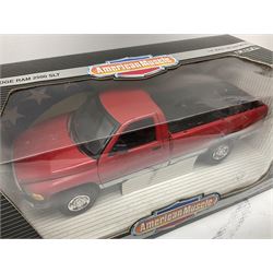Ertl - three American Muscle 1:18 scale die-cast models comprising 1995 Dodge Ram 2500 SLT; '78 Dodge Lil Red Truck; and 1996 Firebird Trans Am; together with an Ertl European Classics 1:18 scale 1948 Jaguar XK120; all boxed (4)