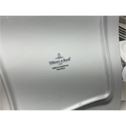 Villeroy & Boch New Wave pattern dinner and tea service for five people, comprising square dinner plates, rectangular dinner plates, pasta bowls, cereal bowls, coffee cups and saucers, side plates and dessert plates, all with printed mark beneath