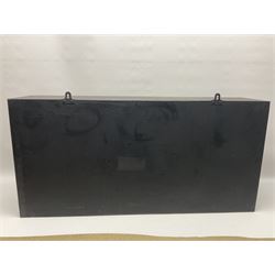 Taxidermy; Cased Mirror Carp (Cyprinus carpio carpio) a large preserved skin mount 
in a naturalistic setting set against blue painted back drop, enclosed within a glass bow fronted case, the interior bearing a label 'Carp Redmire Lake 12 lb 4 oz Oct 67' H42 cm W87 cm D27 cm