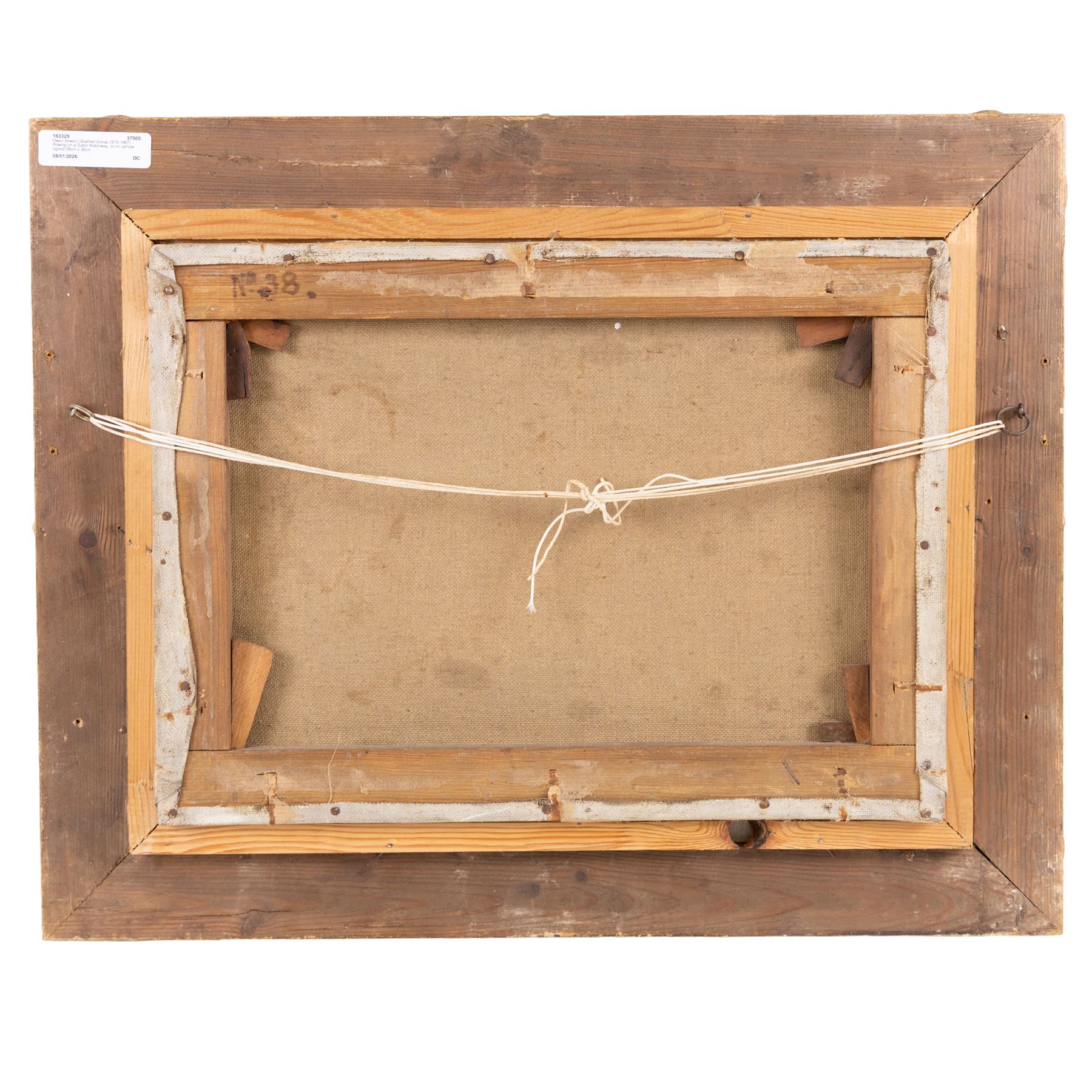 Owen Bowen (Staithes Group 1873-1967): Rowing on a Dutch Waterway, oil on canvas signed 26cm x 36cm