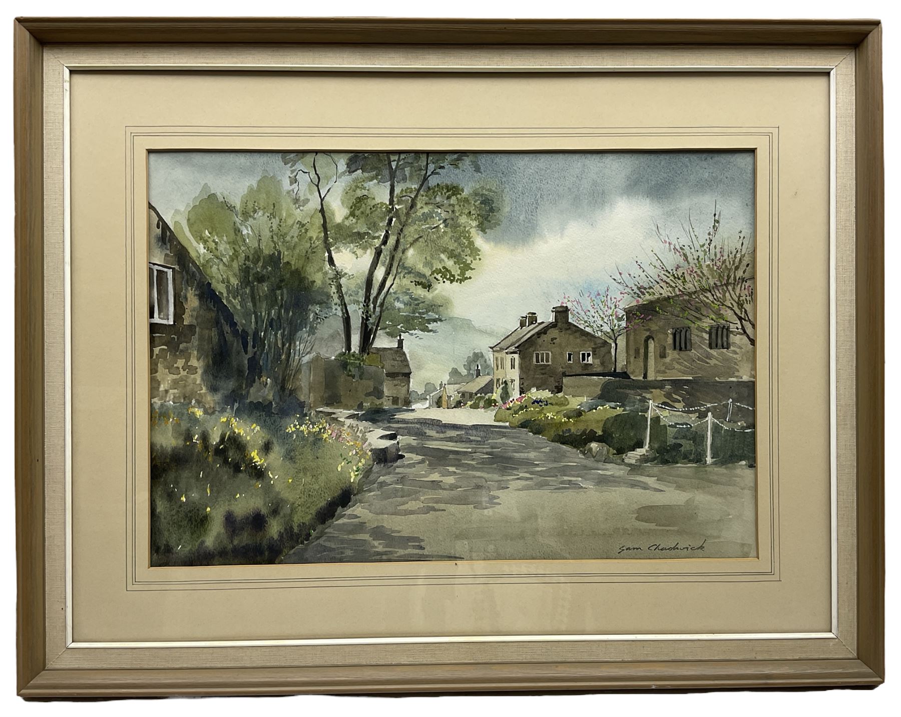 Sam Chadwick (British 1902-1992): 'Appletreewick Yorkshire Dales' and Lake Landscape, near pair watercolours max 41cm x 60cm (2)