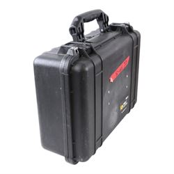 Arri FF5 Follow Focus Kit, comprising follow focus adapters for 19mm and 15mm rods, left side and right sides knobs, twelve marking discs, short whip with knob and toffee hammer, contained within a Peli 1500 case