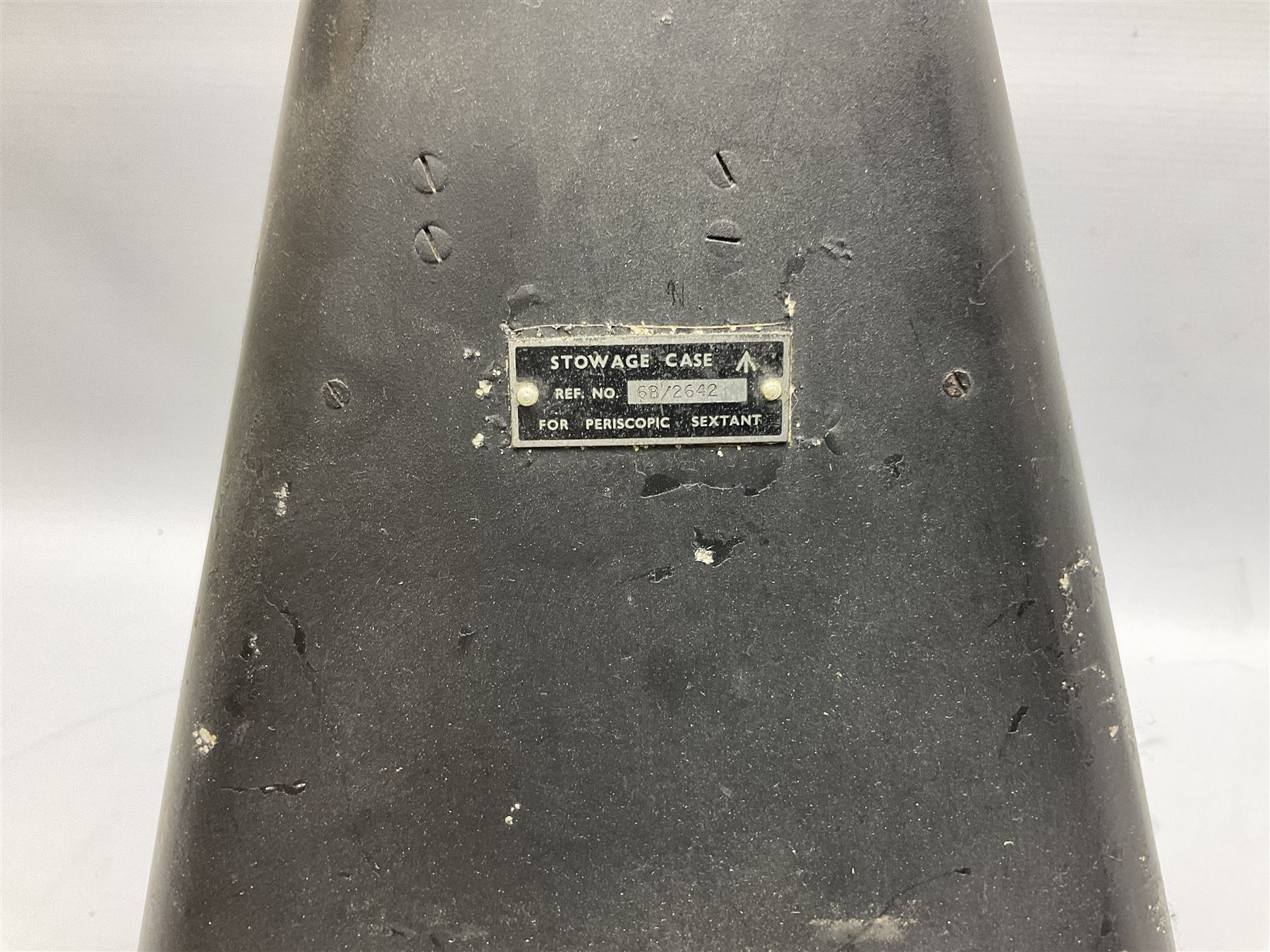Air Ministry Periscopic Sextant Mk.2B, possibly by Kelvin & Hughes, Ref.No. 6B/2838 Serial No. 158KH1/59, bearing Fenns (Farnborough) Ltd label; in black pyramid shaped stowage case with various labels