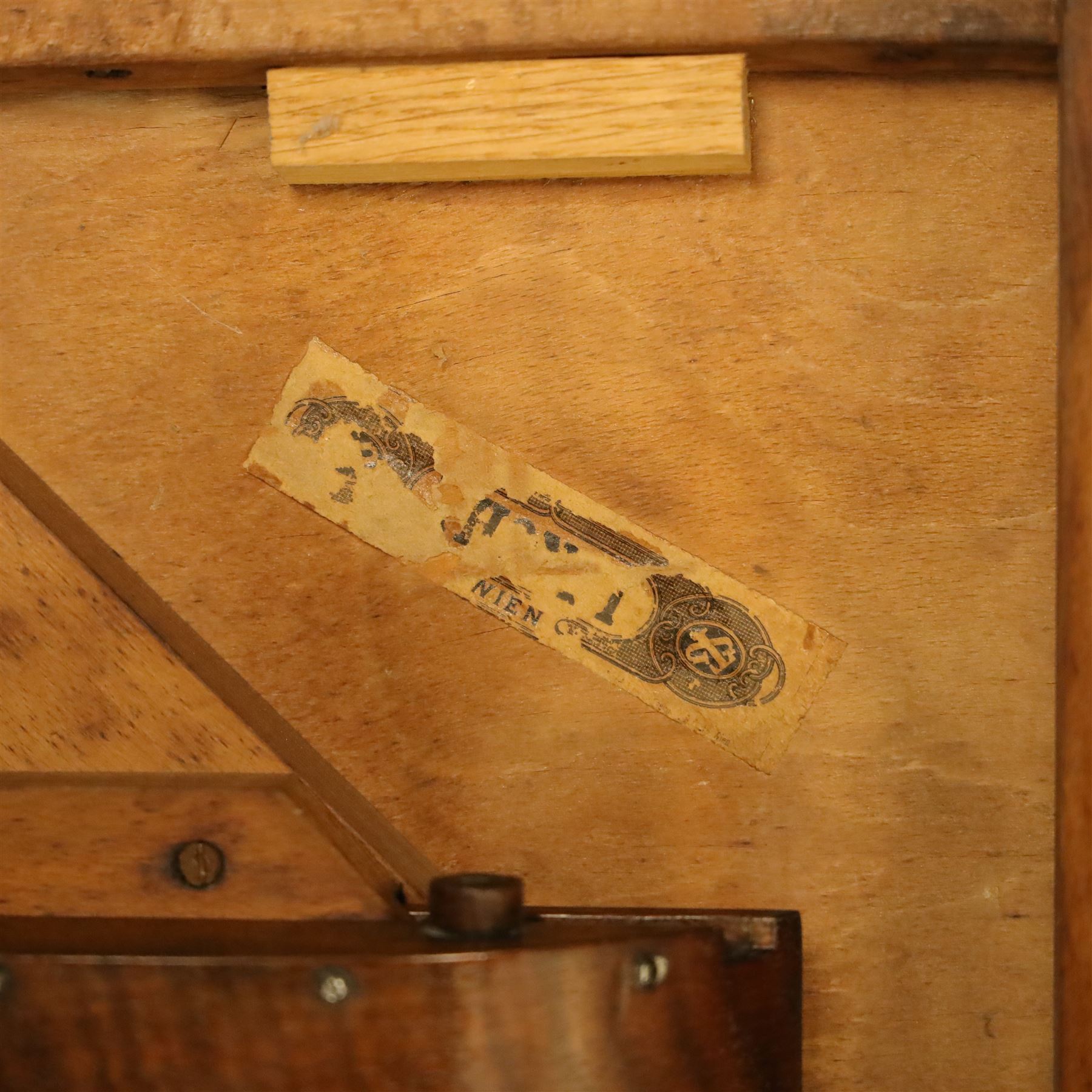 Early 20th century Thonet bentwood card table, square top with rounded corners inset with green baize, four slide-out card trays beneath, on shaped bentwood supports joined by a central stretcher