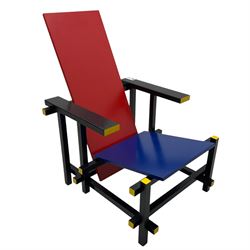 After Gerrit Rietveld (1888-1964) - 'Red and Blue Chair', in red, blue, black and yellow finish 