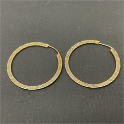Pair of 9ct gold hoop earrings, together with three single 9ct gold hoop earrings and a 9ct gold ring shank