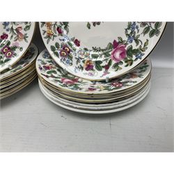 Crown Staffordshire Thousand Flowers pattern part tea service, to include teapot, two open sucriers, eighteen cups, fifteen saucers etc (57)