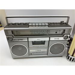 CD player in the form of a juke box, together with a Ferguson stereo and a vintage style radio