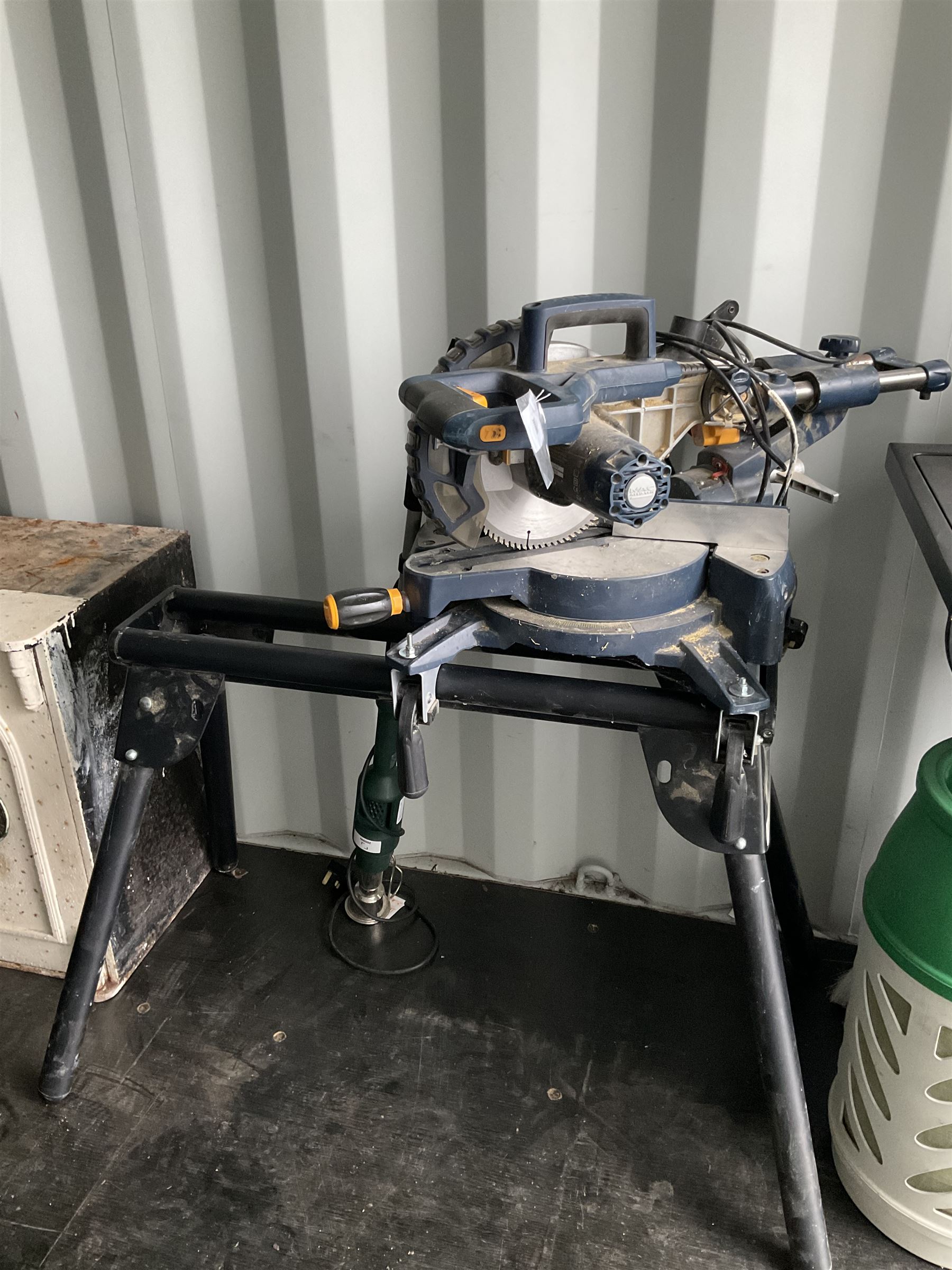 Macallister chop saw with stand, and electric weedkiller - THIS LOT IS TO BE COLLECTED BY APPOINTMENT FROM DUGGLEBY STORAGE, GREAT HILL, EASTFIELD, SCARBOROUGH, YO11 3TX