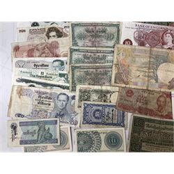 Great British and World banknotes, including Bank of England Page one pound 'EW57', Forde ten shillings 'C41N', various Belgian and Scottish notes etc