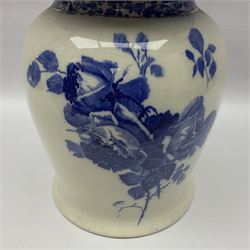 Doulton Burslem vase with fluted rim, in the Gloire-de-Dijon pattern H31cm