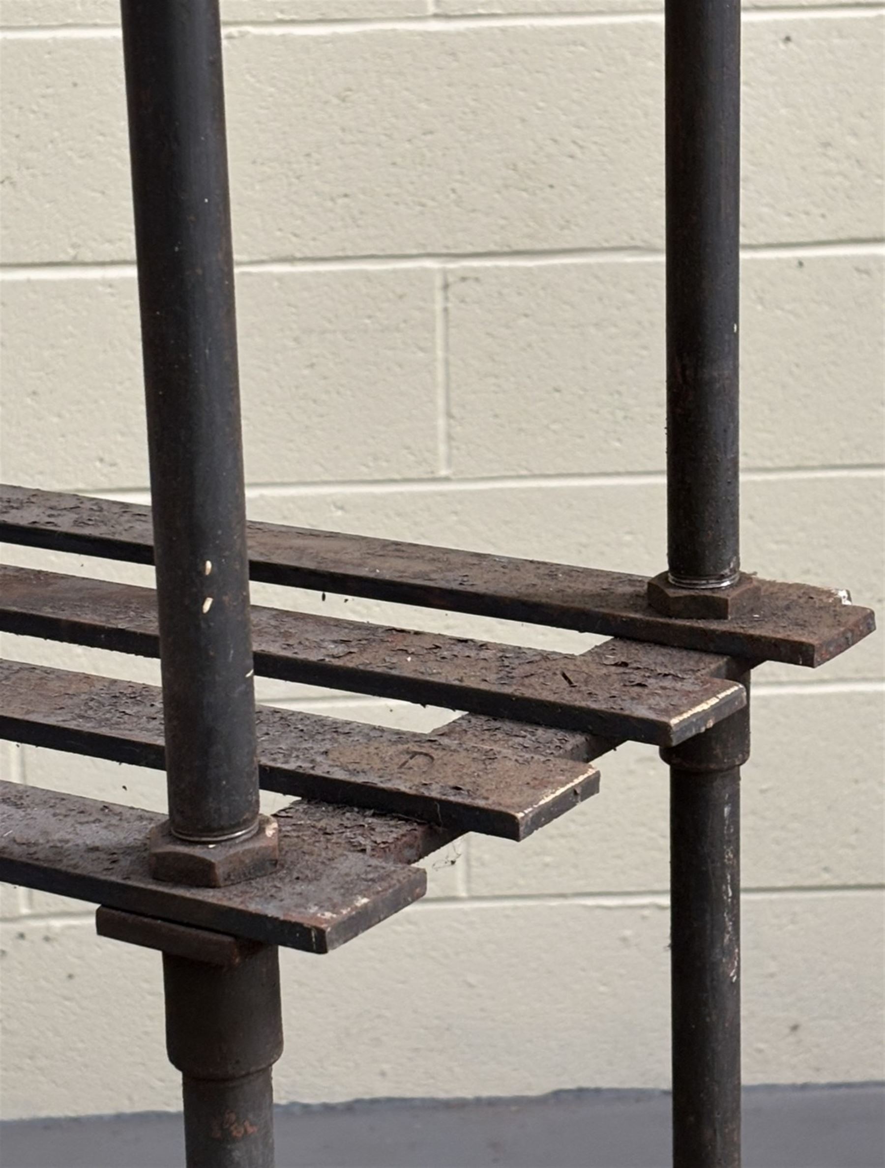 Early 20th century heavy duty dead rack, ex Ratnors bank depository, disassembles for transport. H240cm, L234cm, D41cm.  - COLLECTION BY APPOINTMENT FROM: The White House, Thirsk Road, Easingwold, York, YO61 3NF - CALL 01723 507111 TO ARRANGE