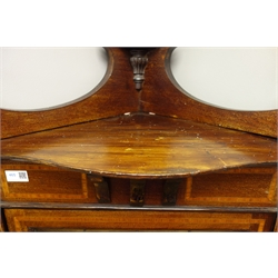  Edwardian inlaid mahogany corner display cabinet, enclosed by lead glazed door with satin wood banding, square tapering supports with spade feet, W65cm, H177cm  