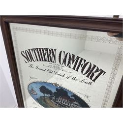 Southern Comfort advertising mirror, together with a framed star sign print, mirror H90cm