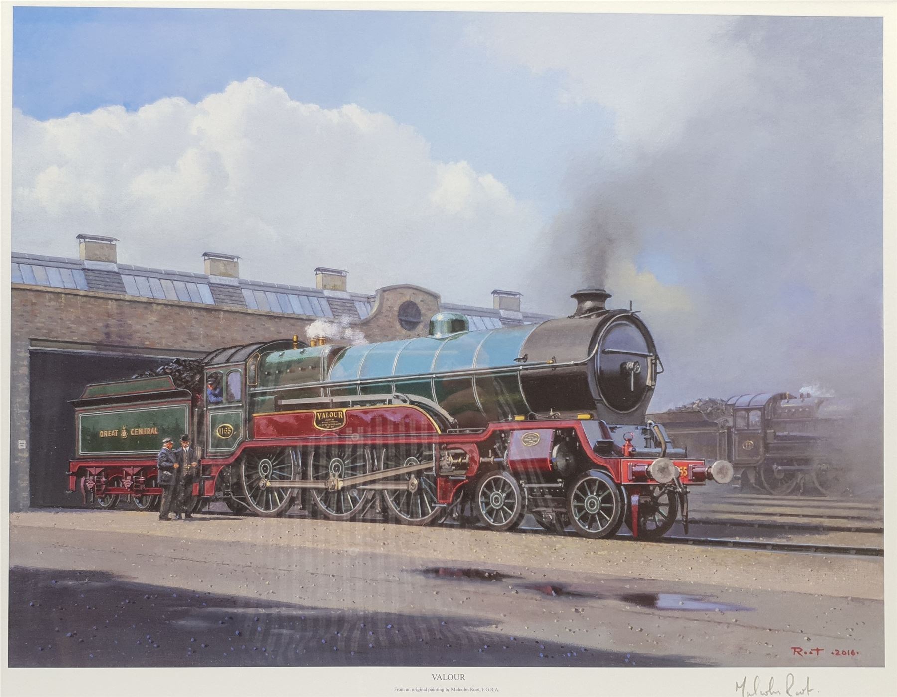 Malcolm Root (British 1950-): Great Central Locomotive 'Valour', colour print signed in pencil 41cm x 52cm