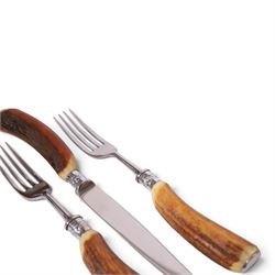 Taylor's Sheffield Antler handled cutlery set for six, cased 