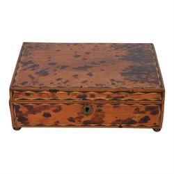 19th century Anglo-Indian tortoiseshell veneered box on bun feet, H9cm, L25cm