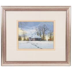 Paul Evans (British 1950-): 'Winter Light near Salehurst - East Sussex', gouache signed, titled verso 21cm x 27cm