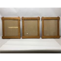 Six Arts and craft style oak frames, H62cm, L52cm 