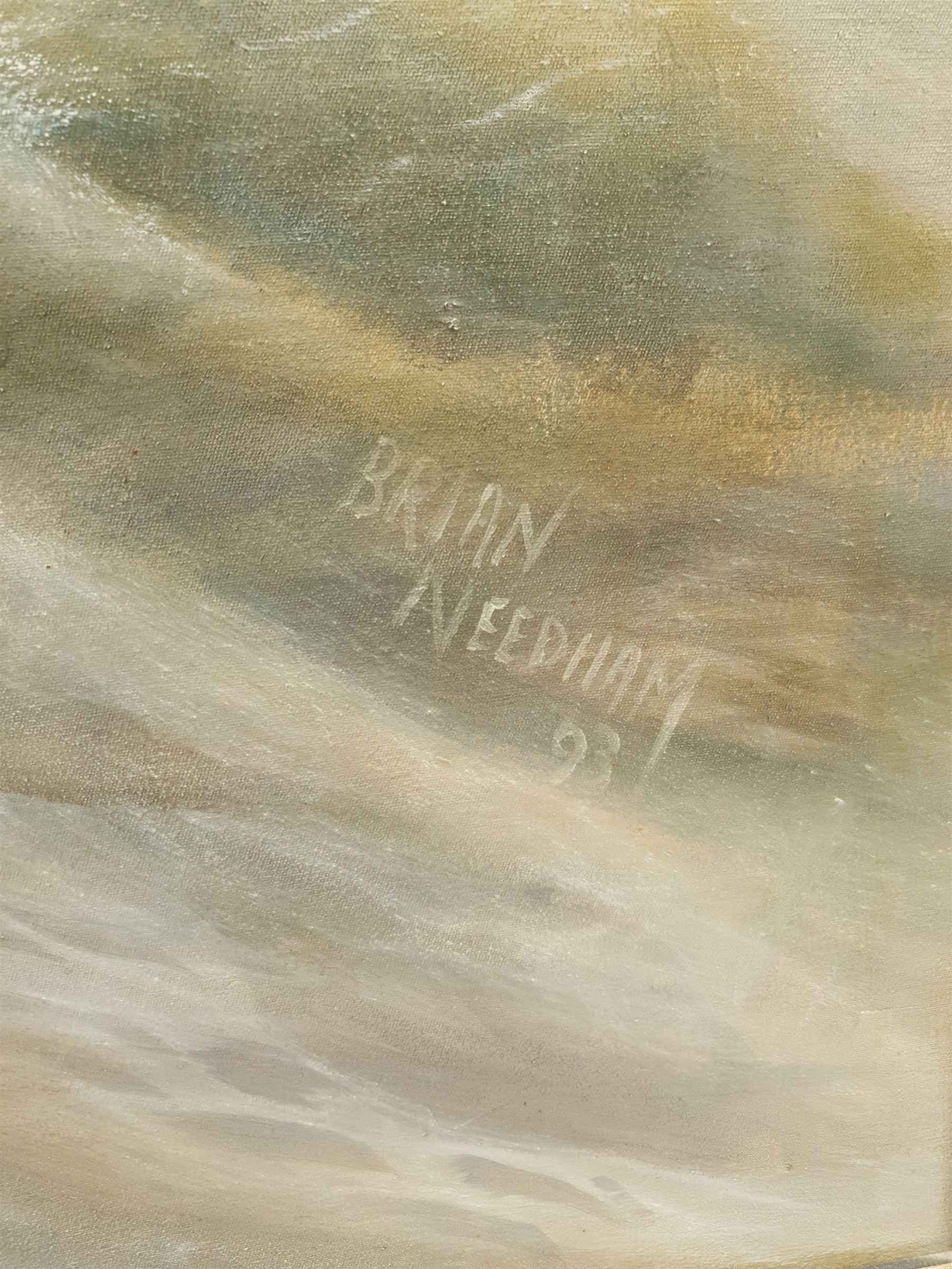 Brian Needham (British ?-2004): Oil Rig, oil on canvas signed and dated '93, 100cm x 75cm; Nude, oil on board signed 54cm x 40cm (2)