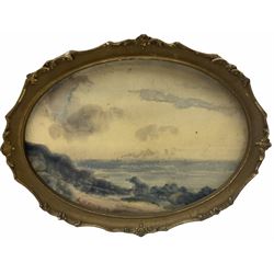 Ernest Higgins Rigg (Staithes Group 1868-1947): Coastal Horizon Landscapes, pair oval watercolours signed 14cm x 19cm (2)