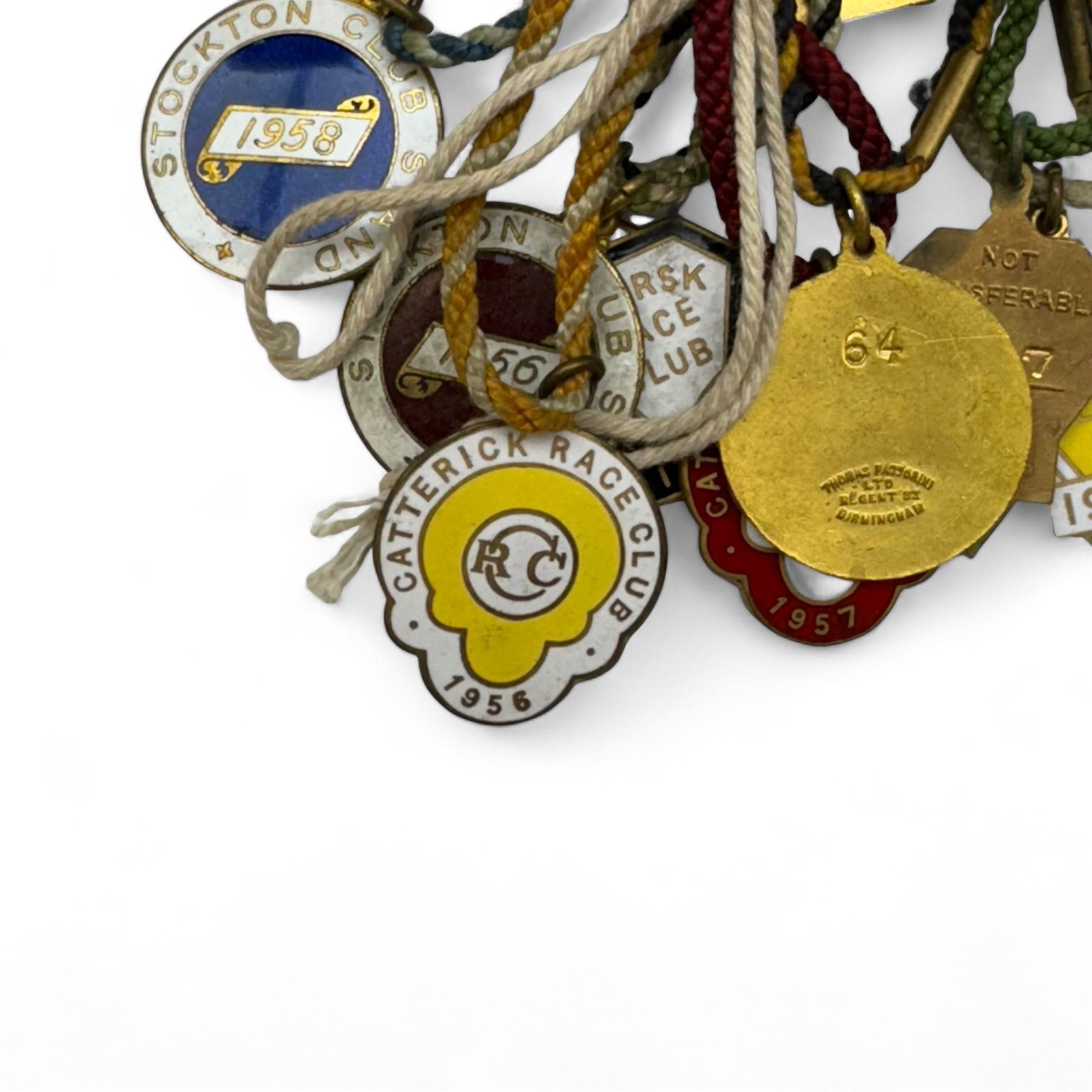 Group of late 1950s-1960s horse racing membership badges, including Thirsk, York, Catterick, Redcar and Stockton 
