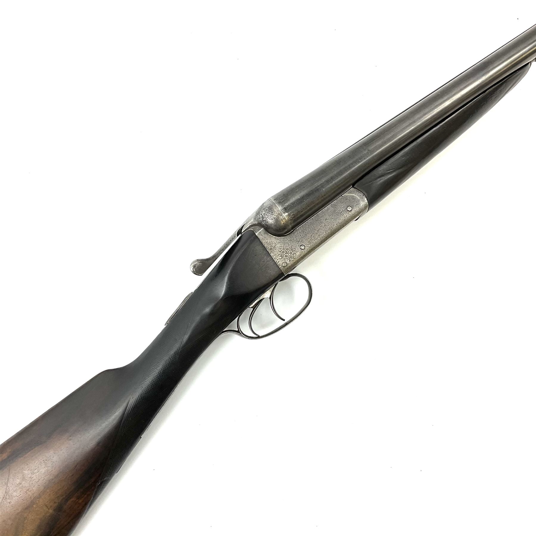 Charles Boswell 12-bore side-by-side double barrel box-lock non-ejector sporting gun, with 71.5cm sleeved barrels, thumb safety, walnut stock with chequered grip and fore-end, serial no.12720, L112.5cm overall SHOTGUN CERTIFICATE REQUIRED