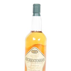 Bowmore Surf islay single malt scotch whisky, 1 litre, 40% vol together with  Auchentoshan Select lowland single malt scotch whisky, 1 liter, 40% vol Glenfiddich 15 year old single malt Scotch whisky 70cl 40% vol and Glenlivet 12 year old single malt scotch whisky, 1 liter 40% vol   