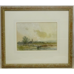 David John Crockett (British 1923-2009): 'Hampton Lucy', watercolour signed, titled on Richard Hagen gallery label verso 17cm x 25cm