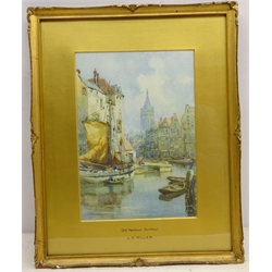  'Old Harbour Honfleur', watercolour signed by James Robertson Miller (British 1880-1912) titled in the mount 25.5cm x 18cm  
