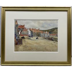 Albert George Stevens (Staithes Group 1863-1925): On Staithes Quayside, watercolour signed 27cm x 37cm