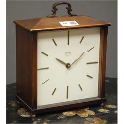  Mid 20th century 'Smiths' teak cased mantle clock, H20cm  