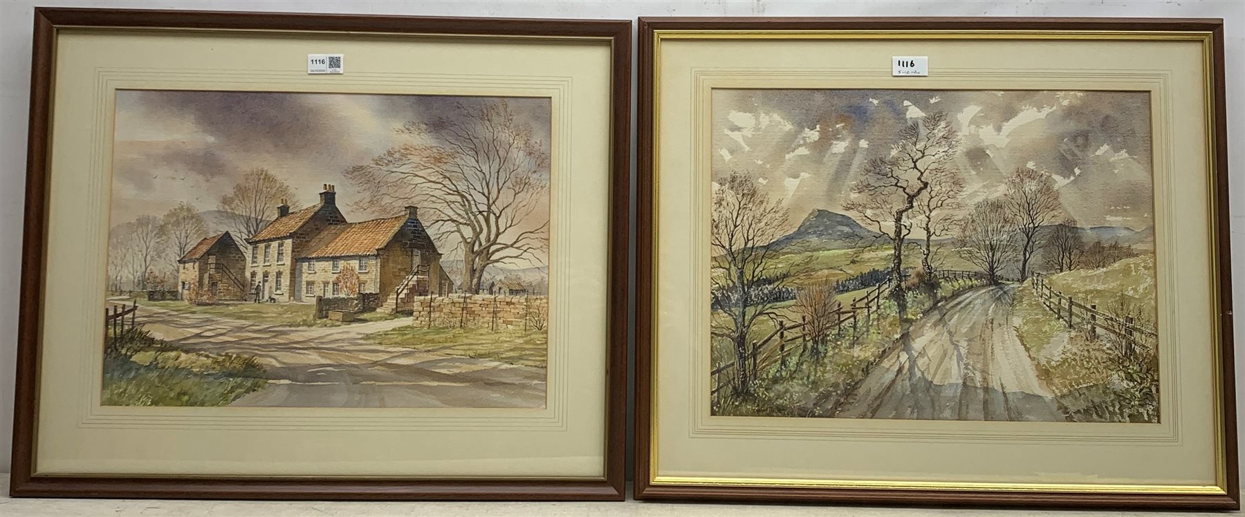 David Keith (Northern Contemporary): 'Swainby Farm' & 'Roseberry from above Great Ayton', two watercolours signed, titled and dated 1986 verso 34cm x 47cm & 36cm x 48cm (2)