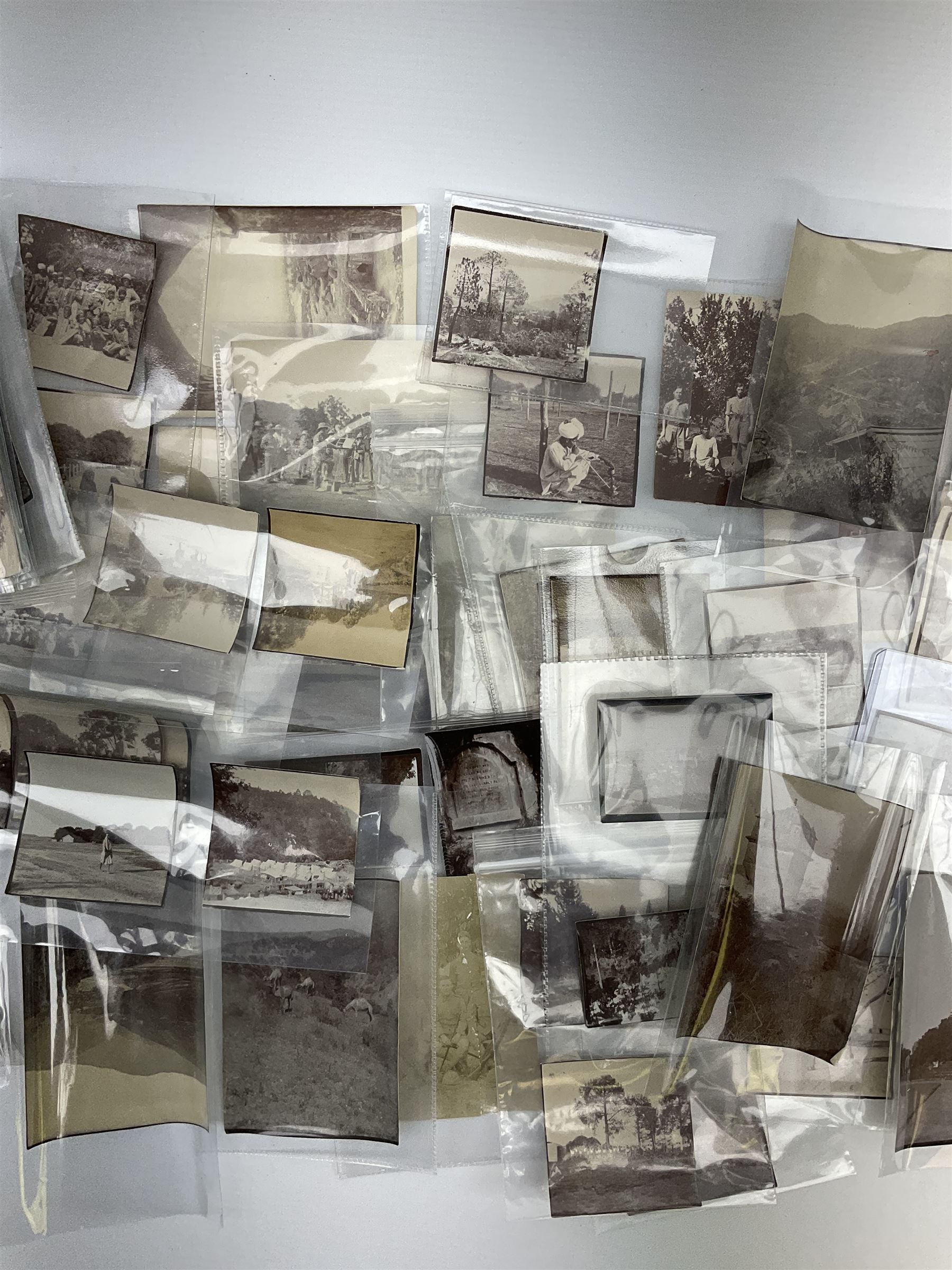 Ninety-two original photographs of the British Army in India during WW1 including march from Kathgodam to Military HQ at Raniket believed taken by one of the troops, various sizes, each with manuscript details verso.