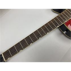 Gretsch Electromatic semi-acoustic guitar model G5129 in black and red with Bigsby tremolo, serial no.KS05063904; L105cm; in fitted hard carrying case