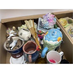 Teacups and saucers, including examples by Royal Worcester, Paragon and Shelley, together with a collection of other ceramics and collectables, in three boxes