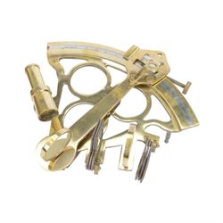 Reproduction brass sextant, in wooden case