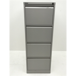 Bisle four drawer filing cabinet, painted grey finish, W47cm, H133cm, 63cm  