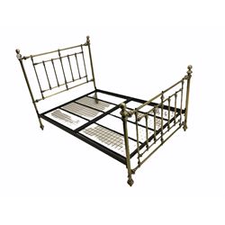 Victorian style brushed metal 4’ 6” double bedstead 