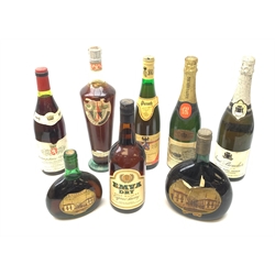 Mixed alcohol including: Beaujolais-Villages Chateau Des-Vergers, Kupferberg Gold, Aime Boucher, Murfa Tlar, Pieroth, Emva Dry Sherry, Two Mateus Rose, various proofs and contents, 8btls