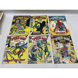 Collection of bronze age Marvel comics (1973-1976). Spider-Man Comics Weekly (1973-1976) nos 8-12, 14, 19-34, 75, 92, 95-97, 101-103, 106, 108, 109, 111, 115, 116, 121-132, 152, 155 and 156. Super Spider-Man with the Super-Heroes (1976) nos 161, 166-170, 177-182. The Mighty World of Marvel starring the Incredible Hulk (1974-1975) nos 102-04, 113-129 (excluding 115 and 120), 134, 135, 140, 143, 153-156, 158, 170, 172 and 182 (89)