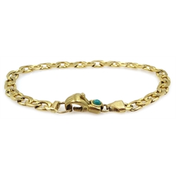 9ct gold chain link bracelet with turquoise set hand clasp hallmarked